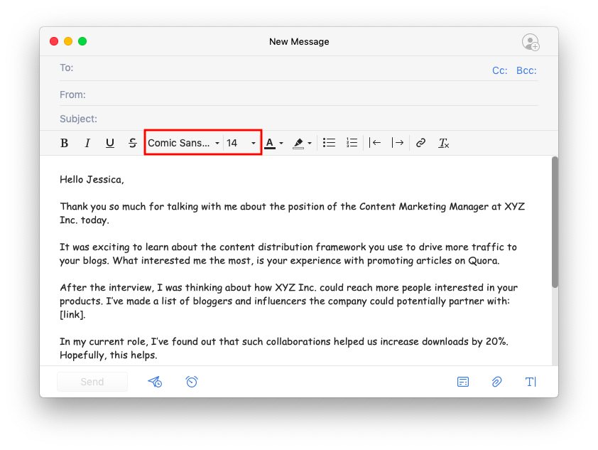 change the font for incoming email in outlook 2016 for mac